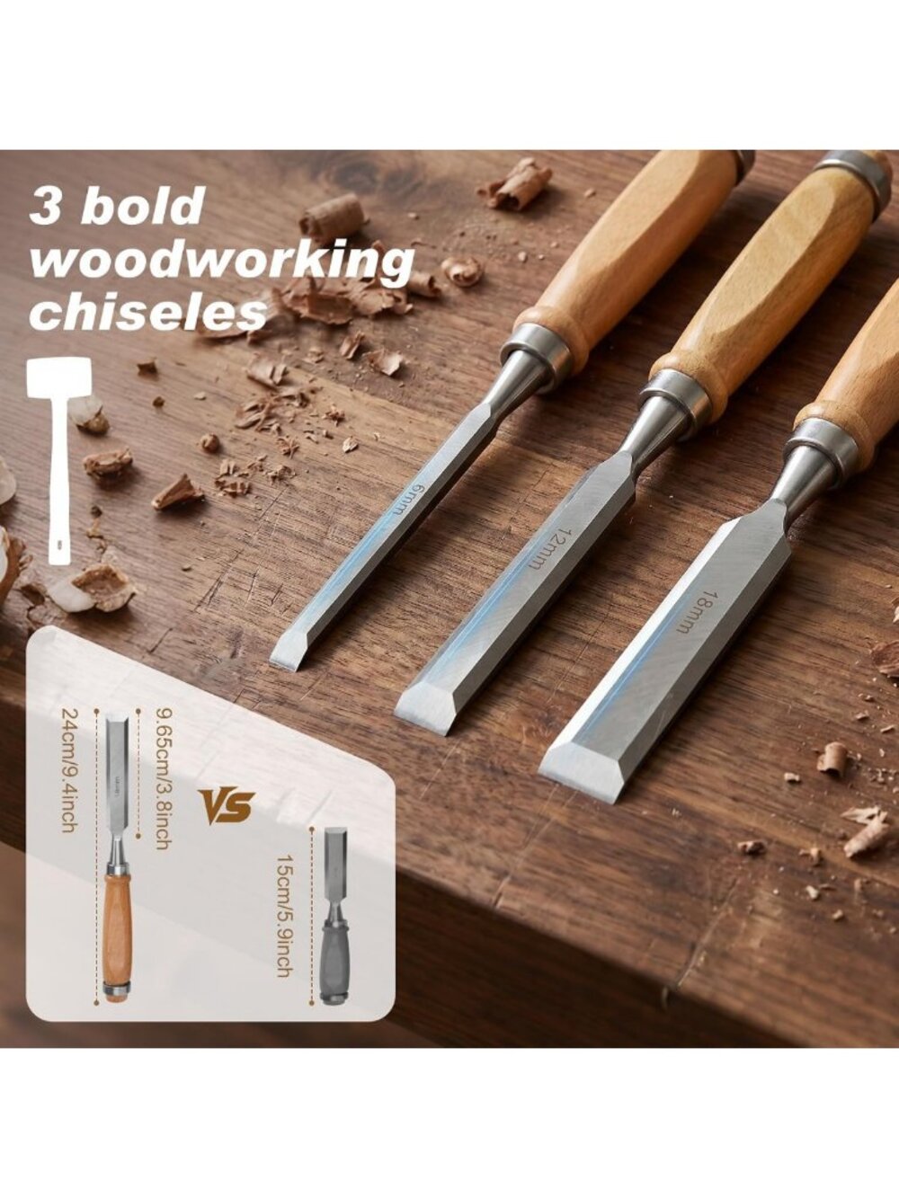 25-Piece Wood Carving Tool Set with Leather Storage Bag - Perfect for Beginners - Picture 2 of 7